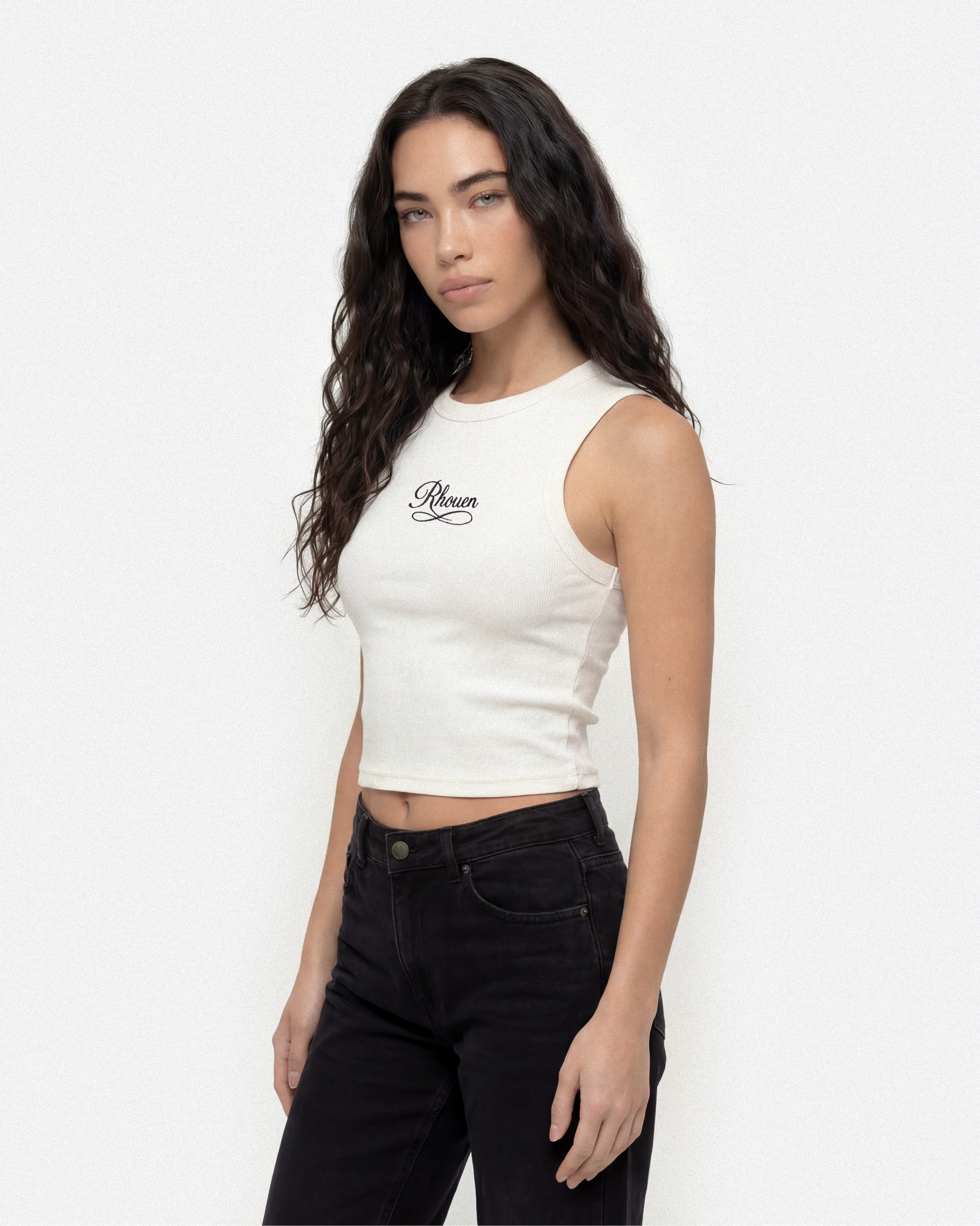 RHOUEN RIB TOP WHITE