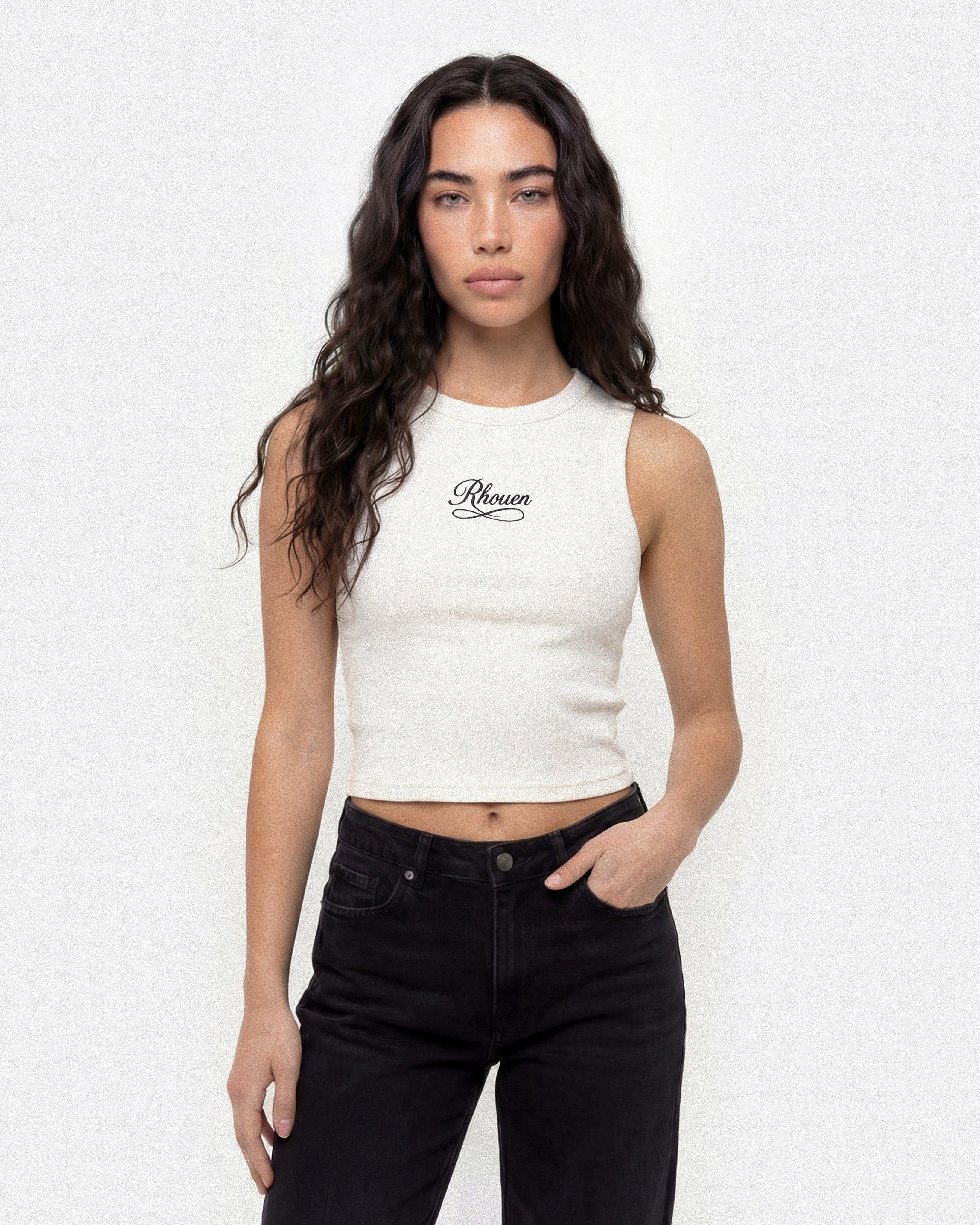 RHOUEN RIB TOP WHITE